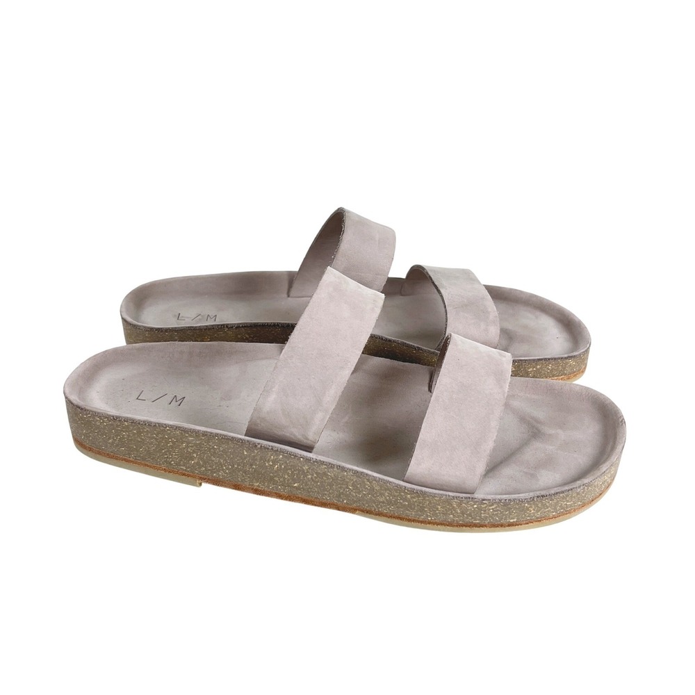 Lauren Manoogian Mono Slide Suede Sandals Taupe Grey Size 42 11